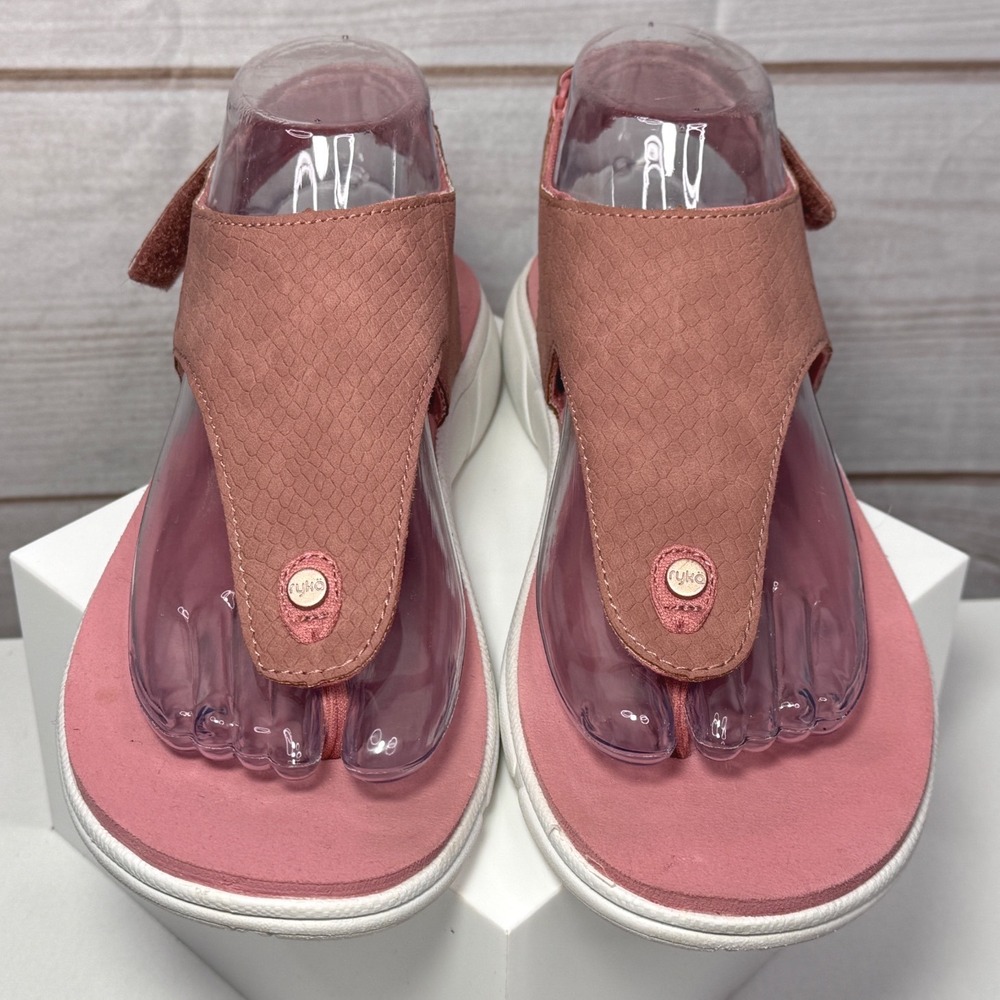 Ryka‎ Margo Womens Walking Sandals Mauve Pink Snakeskin Thong Strappy Size 8M